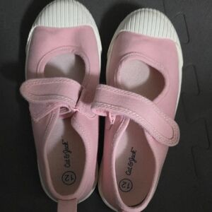 Cat & Jack Pink Mary Jane Canvas Shoes with Hook-and-Loop Strap